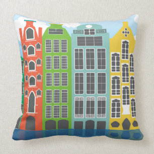 Amsterdam Houses In Colour Throw Pillow 20" x 20"