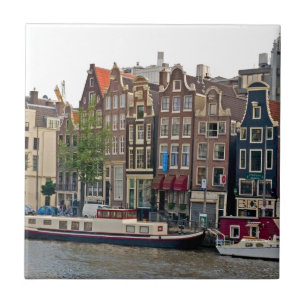 Amsterdam, houses on the canal tile