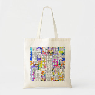 Amsterdam Houses: Watercolor Seamless Pattern Tote Bag