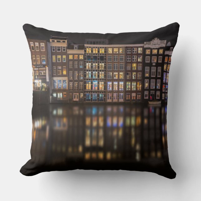Amsterdam houses with colourful lights in the cushion (Front)