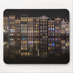 Amsterdam houses with colourful lights in the mouse mat
