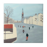 Amsterdam ice skating in winter tile<br><div class="desc">Sometimes when it gets cold in Amsterdam the canals freeze and people can ice skate on them!</div>