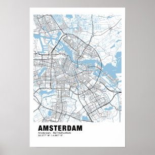 Amsterdam Map Poster - Amsterdam White Map 
