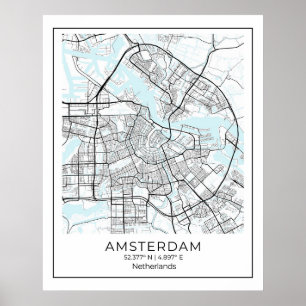Amsterdam Map Print - Amsterdam Black & White Map