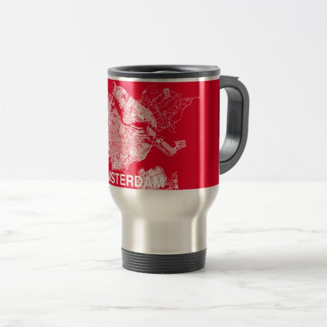 Amsterdam map travel mug (Front Right)