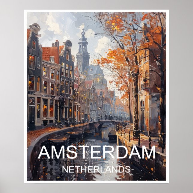 Amsterdam Netherlands Art Print Travel Poster (Front)