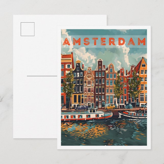 Amsterdam Netherlands Art Retro Vintage Travel Postcard (Front/Back)
