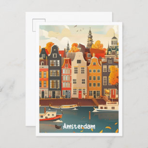 Amsterdam Netherlands Art Vintage Travel Postcard