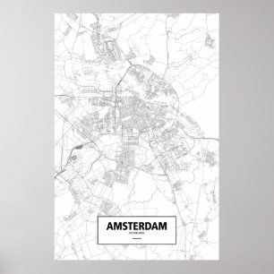 Amsterdam, Netherlands (black on white) Poster