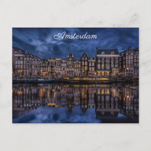 Amsterdam Netherlands Canal Homes Travel Photo Postcard