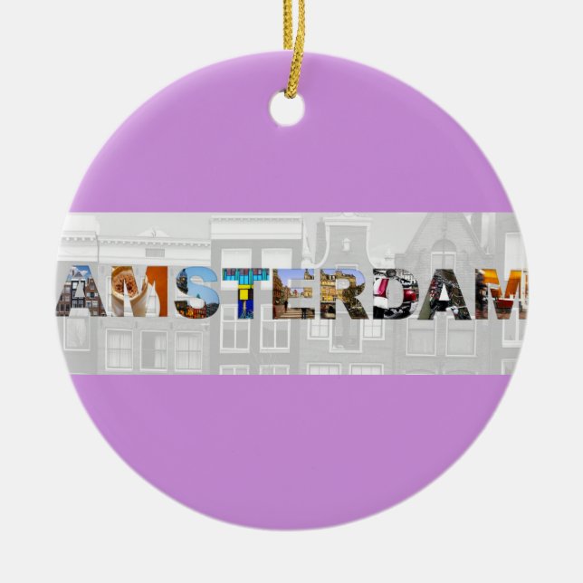 Amsterdam Netherlands Canal Homes Travel Photos Ceramic Tree Decoration (Front)