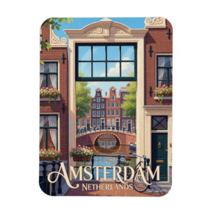 Amsterdam Netherlands Canal Houses Travel Magnet