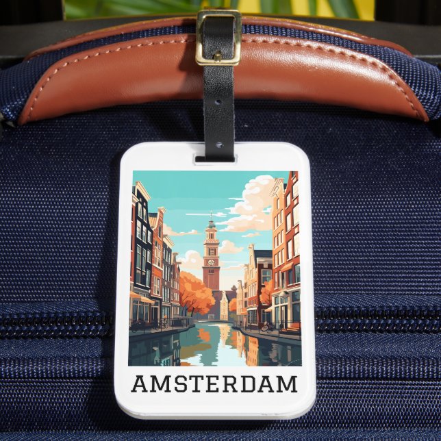 Amsterdam Netherlands Canal Travel Luggage Tag (Front Insitu 2)