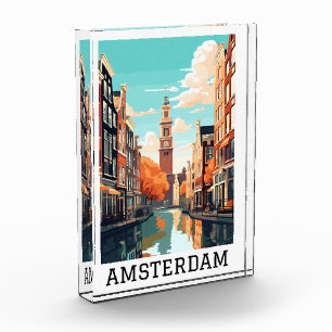 Amsterdam Netherlands Canal Travel Photo Block