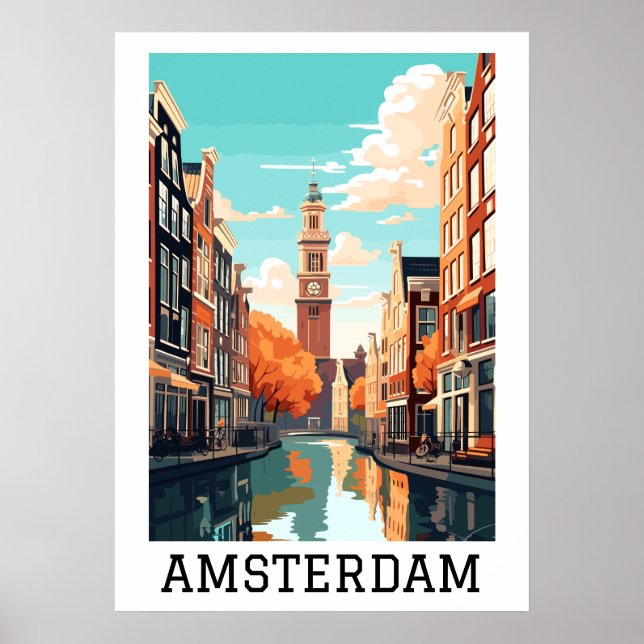 Amsterdam Netherlands Canal Travel Poster (Front)