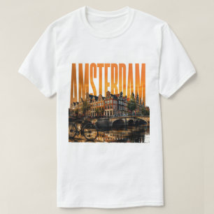 Amsterdam Netherlands Canals Golden 🗺️ T-Shirt