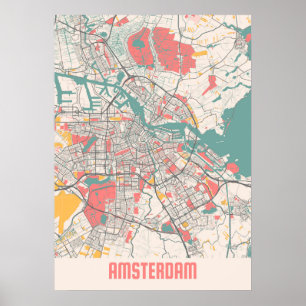 Amsterdam - Netherlands Chalk City Map Poster