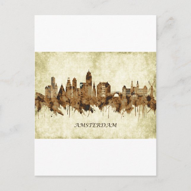 Amsterdam Netherlands Cityscape Invitation Postcard (Front)