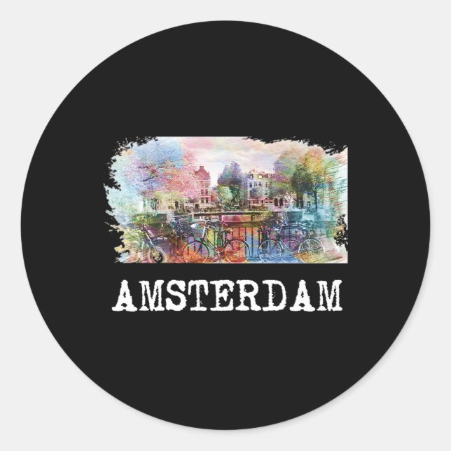Amsterdam Netherlands Classic Round Sticker (Front)