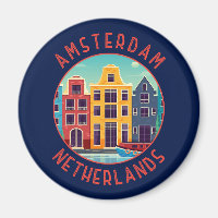 Amsterdam Netherlands Colourful Houses Distressed