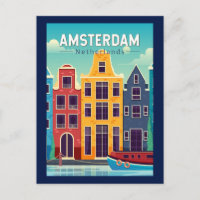 Amsterdam Netherlands Colourful Houses Travel Retr