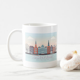 Amsterdam Netherlands Damrak Pastel Travel Design Coffee Mug
