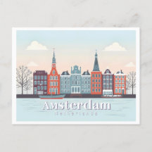 Amsterdam Netherlands Damrak Pastel Travel Design