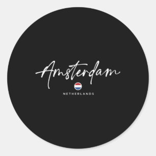 Amsterdam Netherlands Flag Classic Round Sticker
