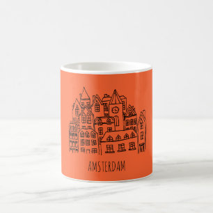 Amsterdam Netherlands Holland City Souvenir Orange Coffee Mug
