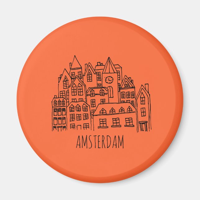 Amsterdam Netherlands Holland City Souvenir Orange Magnet (Front)