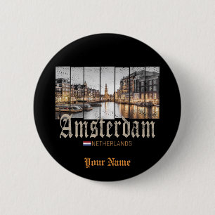 Amsterdam Netherlands Holland vintage souvenir 6 Cm Round Badge