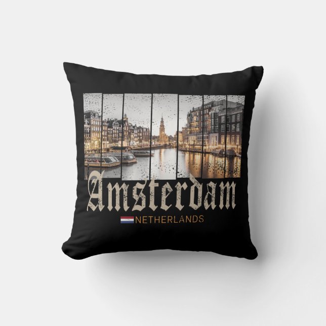 Amsterdam Netherlands Holland vintage souvenir Cushion (Front)