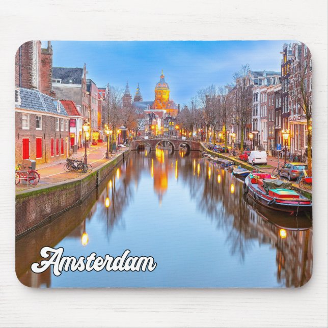Amsterdam, Netherlands, In The Early Evening Mouse Mat (Front)