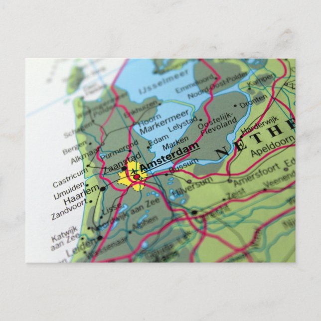 Amsterdam, Netherlands Map Postcard (Front)