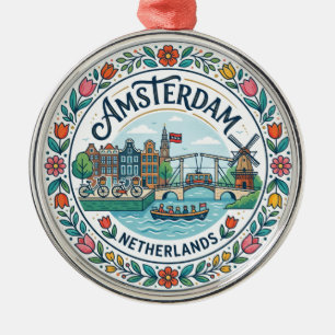 Amsterdam Netherlands Metal Tree Decoration