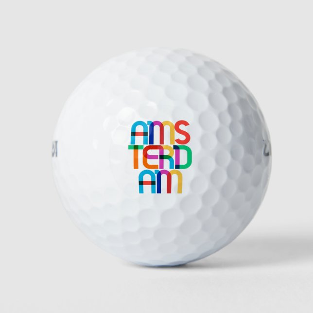 Amsterdam Netherlands Pop Art Letters Golf Balls (Front)