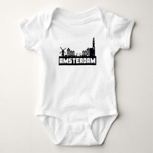 Amsterdam Netherlands Skyline Baby Bodysuit