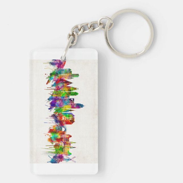 Amsterdam Netherlands Skyline Key Ring (Back)