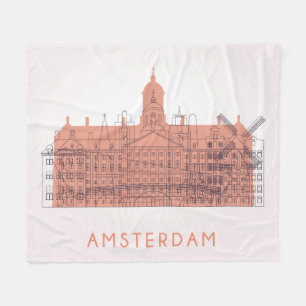 Amsterdam, Netherlands   Skyline of Landmarks Fleece Blanket