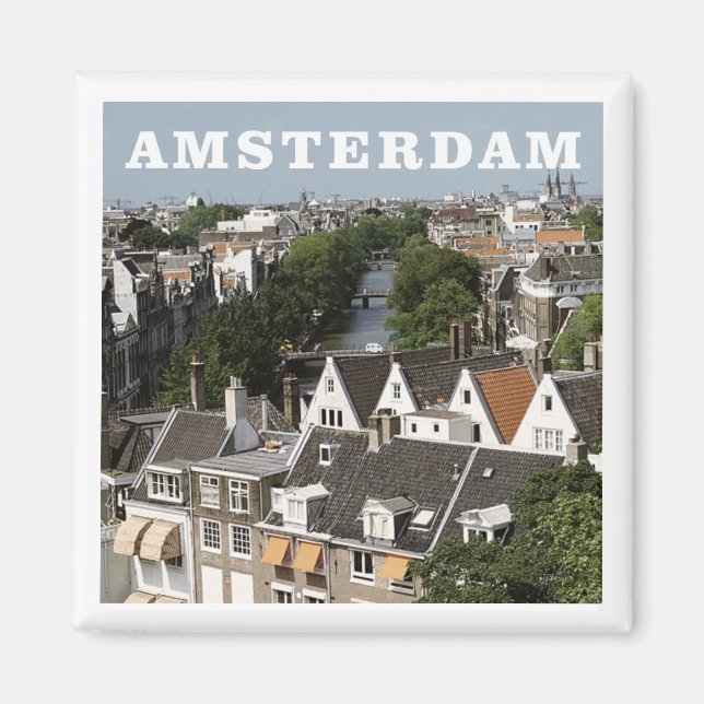 Amsterdam Netherlands Travel Fridge Magnet (Front)