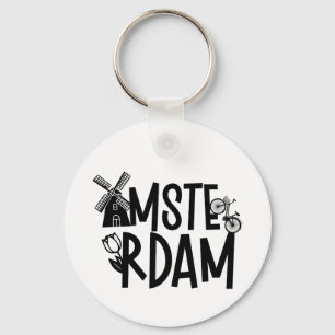 Amsterdam Netherlands Travel Souvenir Key Ring