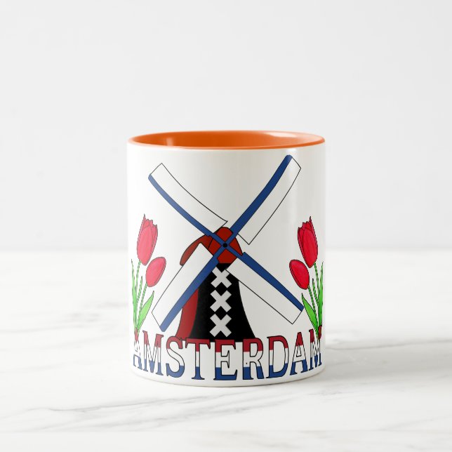 Amsterdam Netherlands Two-Tone Coffee Mug (Center)