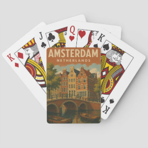 Amsterdam Netherlands Vintage Canal View Playing Cards