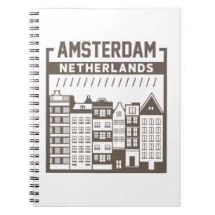 Amsterdam Netherlands Vintage Cityscape Notebook