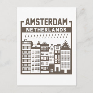 Amsterdam Netherlands Vintage Cityscape Postcard