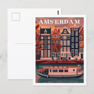 Amsterdam Netherlands Vintage Famous Travel Place Postcard