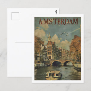 Amsterdam Netherlands Vintage Famous Travel Place Postcard