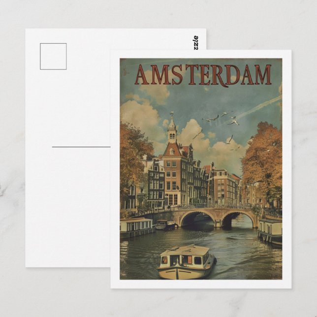 Amsterdam Netherlands Vintage Famous Travel Place Postcard (Front/Back)