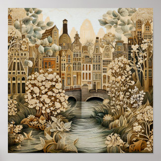Amsterdam Netherlands Vintage Style Poster