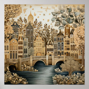 Amsterdam Netherlands Vintage Style  Poster
